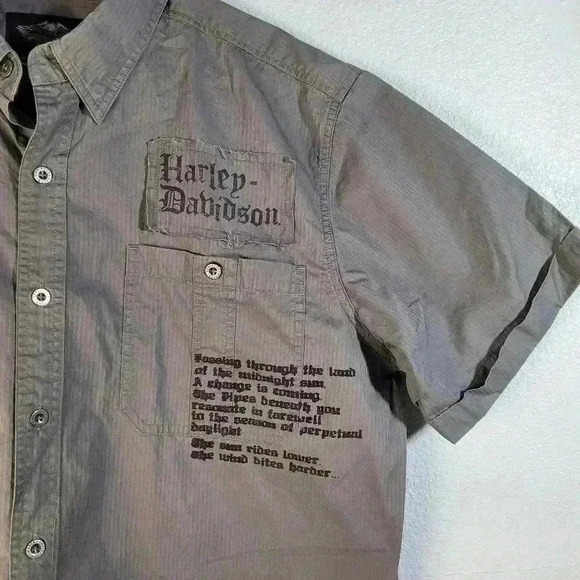 Harley Davidson Gary Short Sleeve Button Up Shirt Embroidered Sz XL - Picture 4 of 8